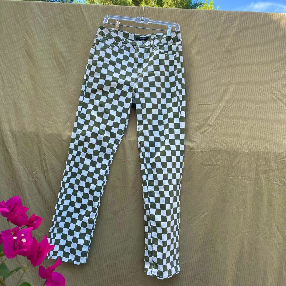 Checkered green and white jeans